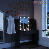 Vicco Toletta da trucco Charlotte Toilette Cassettone LED Nero