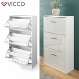 Vicco Scarpiera Gizmo Scarpiera 3 scomparti Scaffale porta scarpe bianco lucido