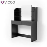 Vicco Toletta da trucco Charlotte Toilette Cassettone Specchio 142x108 cm Nero