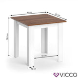 Vicco Tavolo da pranzo Karlos sala da pranzo 80cm bianco noce soggiorno cucina