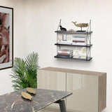 Libreria Mensole Scaffale Parete Design Moderna Legno Metallo 3 Ripiani Nero