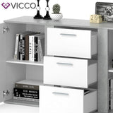 VICCO Credenza NOVELLI Contenitore in cemento bianco cassettiera armadio 2 ante