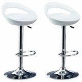Set 2 Sgabelli Cucina Regolabile Acciaio e ABS Sgabello Girevole Bianco Casa Bar