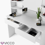 Vicco toeletta da trucco Charlotte Toilette Cassettone Specchio 142x108 cm Bianco