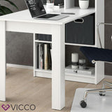 Vicco Scrivania Gael bianca Tavolo per computer con ripiano Armadio Divisorio