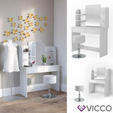 Vicco Toletta da trucco Charlotte Toilette Cassettone Bianco + sgabello