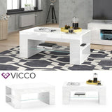 VICCO Tavolino da salotto STELIOS in bianco lucido - Soggiorno Tavolino da caffè