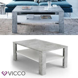 Vicco Tavolino da divano Tavolino da salotto cemento bianco con ripiano Tavolino