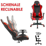 Sedia Poltrona Gaming Scrivana Ufficio Casa Reclinabile Girevole Direzionale Red