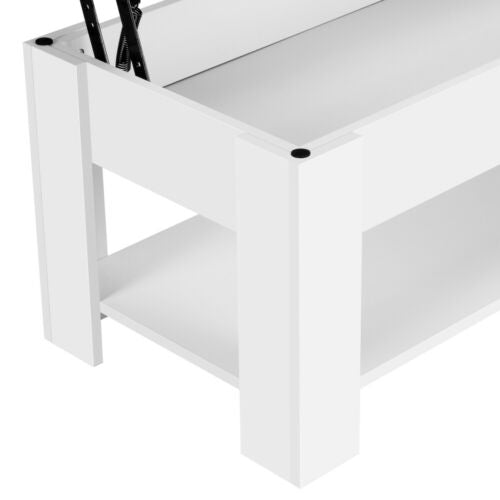 Tavolino da caffe' sollevabile 102 X 50 X 43 cm con rialzo salvaspazio  soggiorno BIANCO - 001639A