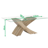 Tavolino da Salotto FOX piano in vetro temperato design Moderno