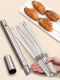 CASARIA 15 pezzi Spiedini in acciaio inossidabile & 1 pezzo Contenitore per tubi per barbecue, spiedini riutilizzabili,