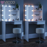 Vicco Toeletta Dekos Tavolo da trucco Specchiera Toilette LED Bianco + sgabello