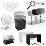 Vicco Toeletta Dekos Tavolo da trucco Specchiera Toilette LED Bianco + sgabello