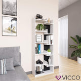 Scaffale libri Divisorio Scaffale verticale Fico bianco 6 ripiani Scaffale a muro Scaffale verticale Vicco