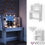 Vicco Toletta Da Trucco Charlotte Cassettone Specchio Bianco