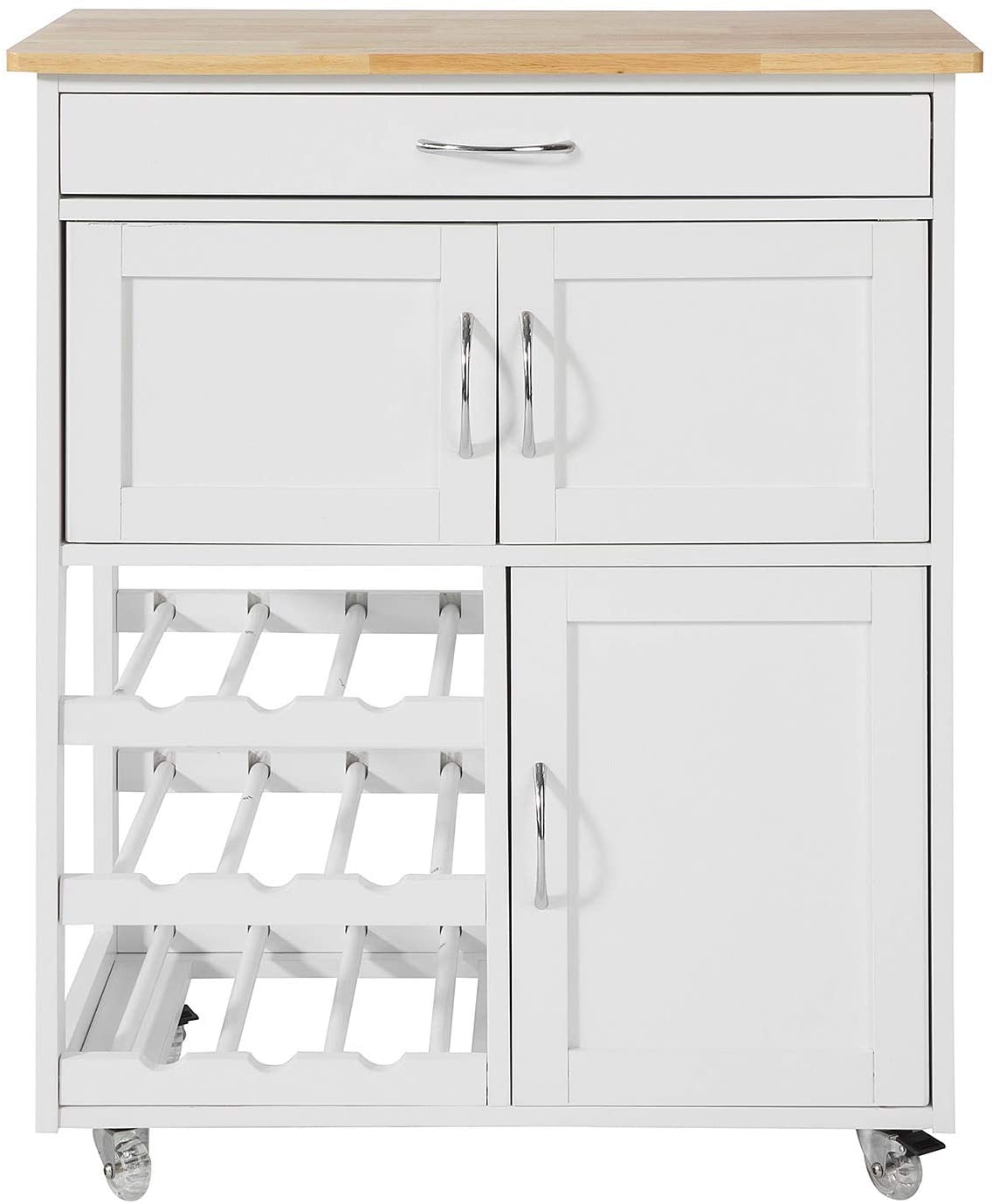 CARRELLO SALUMI DA CUCINA IN LEGNO 1 CASSETTO BIANCO SHABBY - Arredo Casa