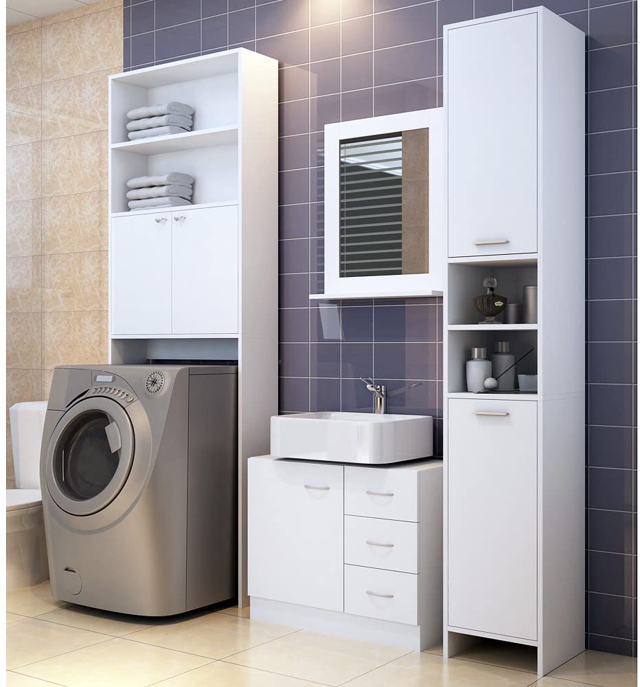 ADGO Pola - Armadio per lavatrice, per bagno, mensola per WC,  sovrastruttura per lavatrice, lavanderia, armadietto per una lavatrice,  mobiletto da bagno, rovere sonoma : : Casa e cucina