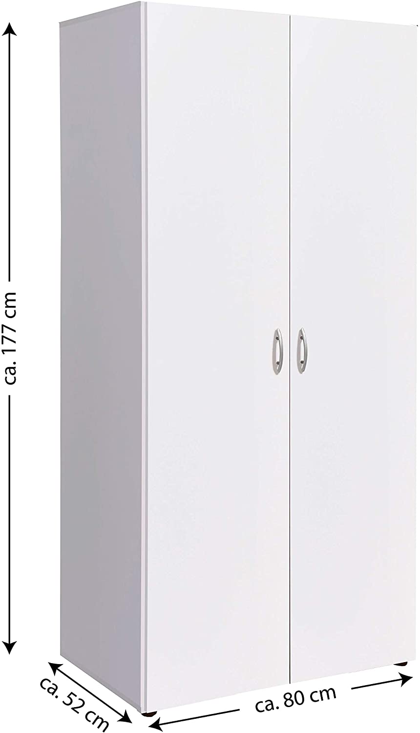 Armadio con 2 ante a battente Bianco, 81x177x52cm – Vicco