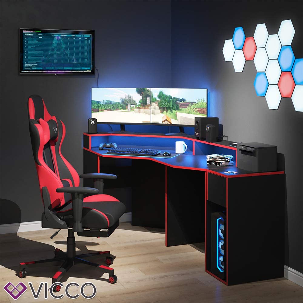 Vicco Gaming Desk Kron Gamer PC Table Computer Table Office Desk (Set