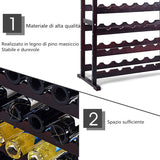 Cantinetta Portabottiglie Scaffale per Vino con Portabicchiere in Legno da 24 Bottiglie, Marrone Scuro,