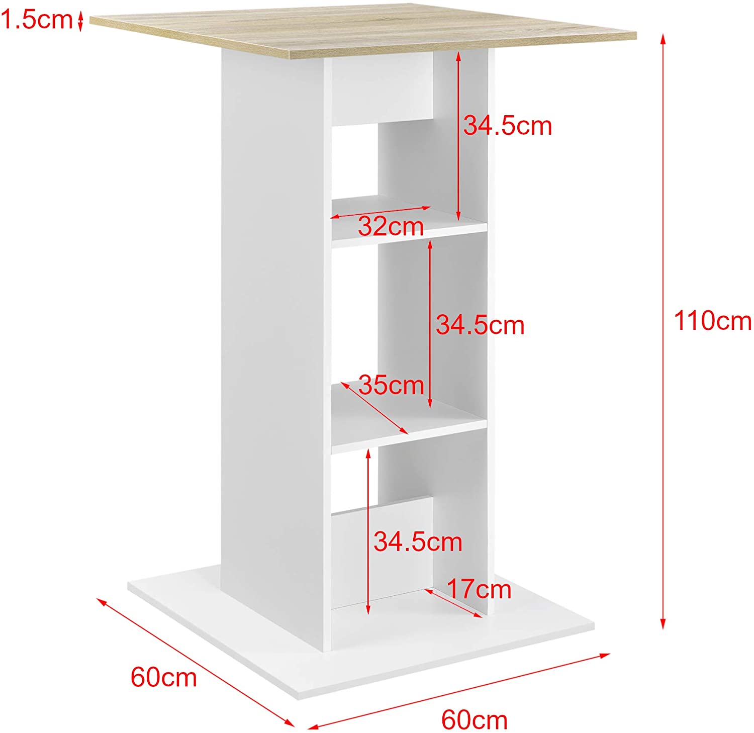 Tavolo da bar Vicco Rodeo 70x70 + 2 sgabelli