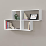 Mensola da Parete con 4 Scomparti a Cubo/Rettangolo Libreria - Bianco