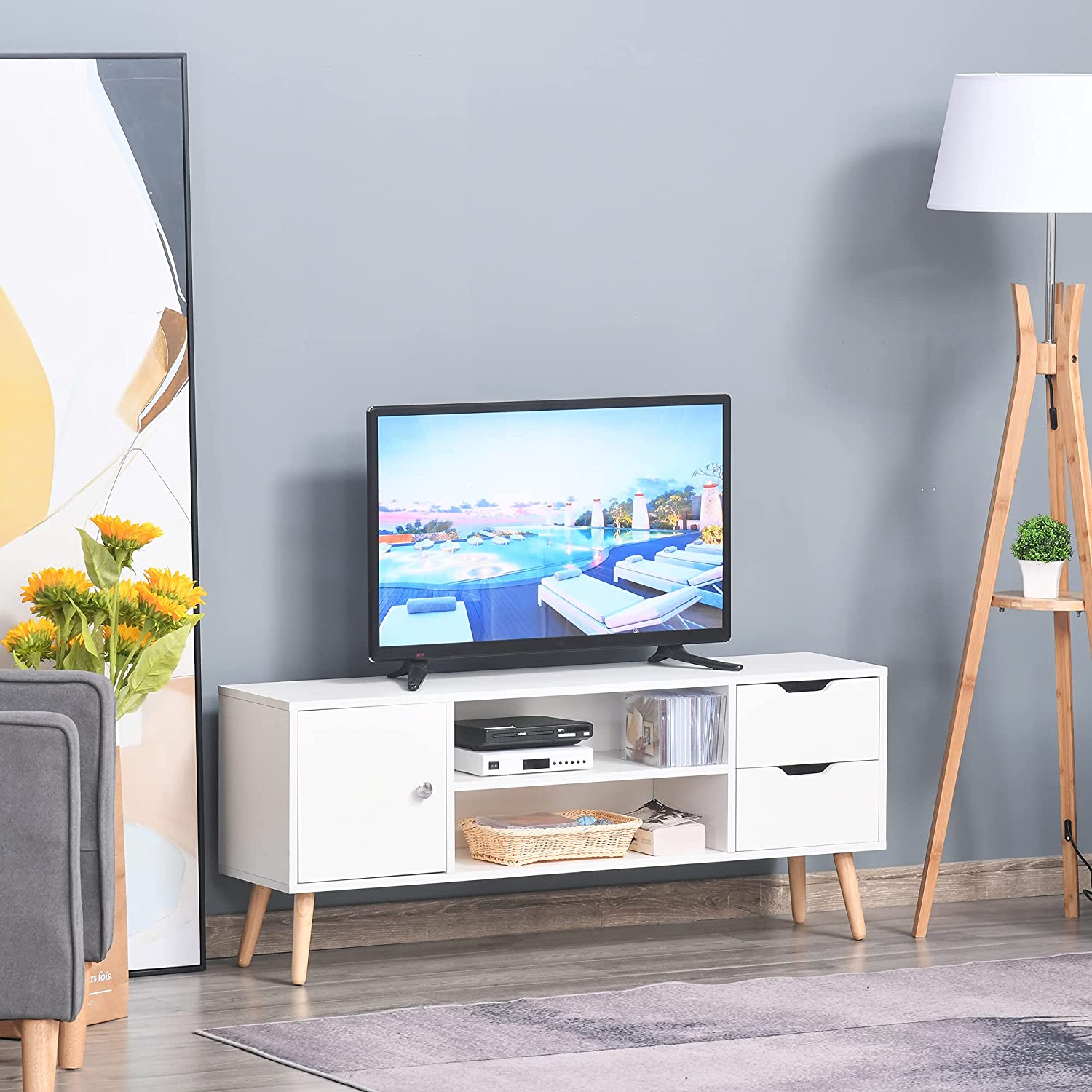 Mobile TV Moderno in Legno Bianco, Mobile Porta TV di Design per TV Ma –  Vicco
