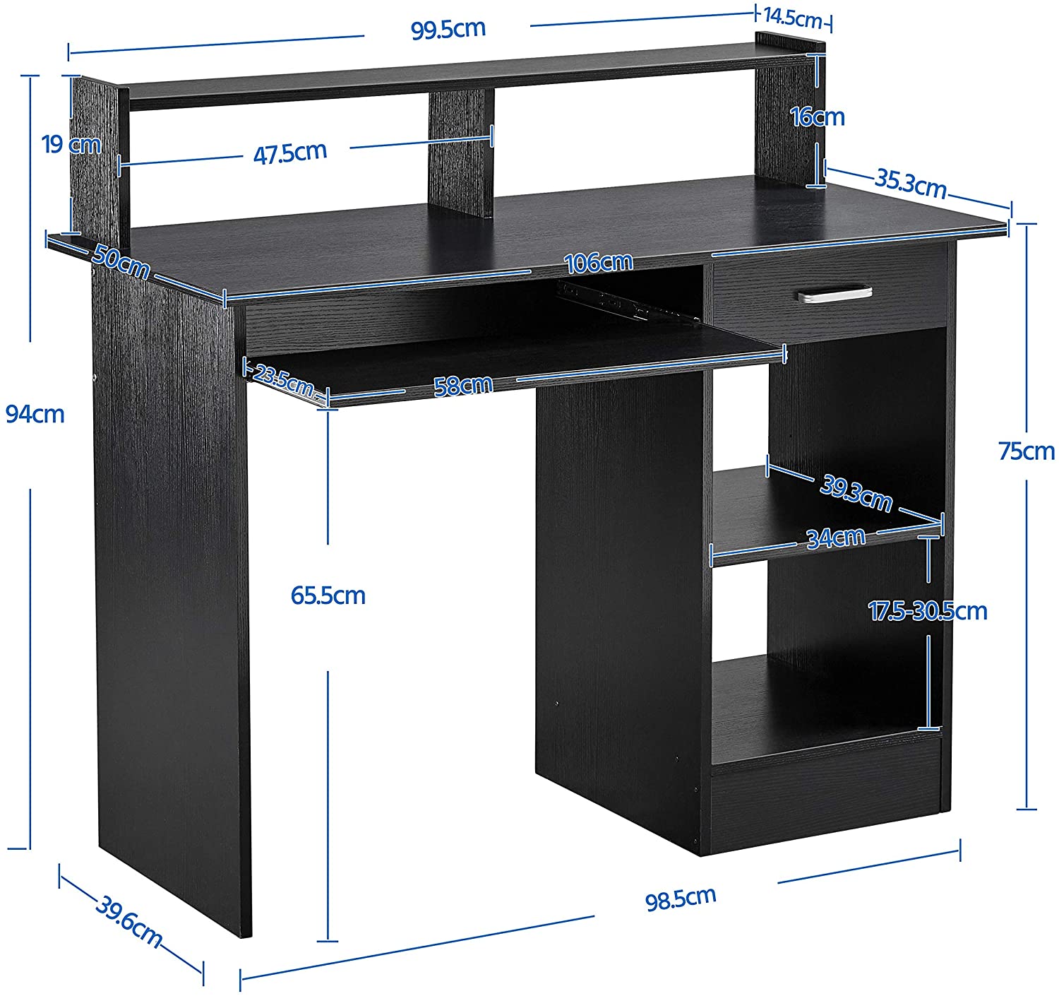 Scrivania per Computer Tavolo Porta PC Tavolo da Studio – Vicco