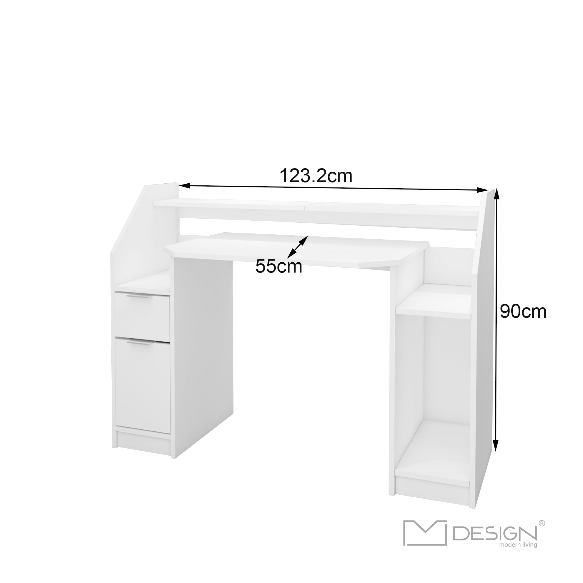 SCRIVANIA PER COMPUTER tavolo bianco ufficio mobile con cassetto ripiani  120 cm EUR 118,31 - PicClick IT