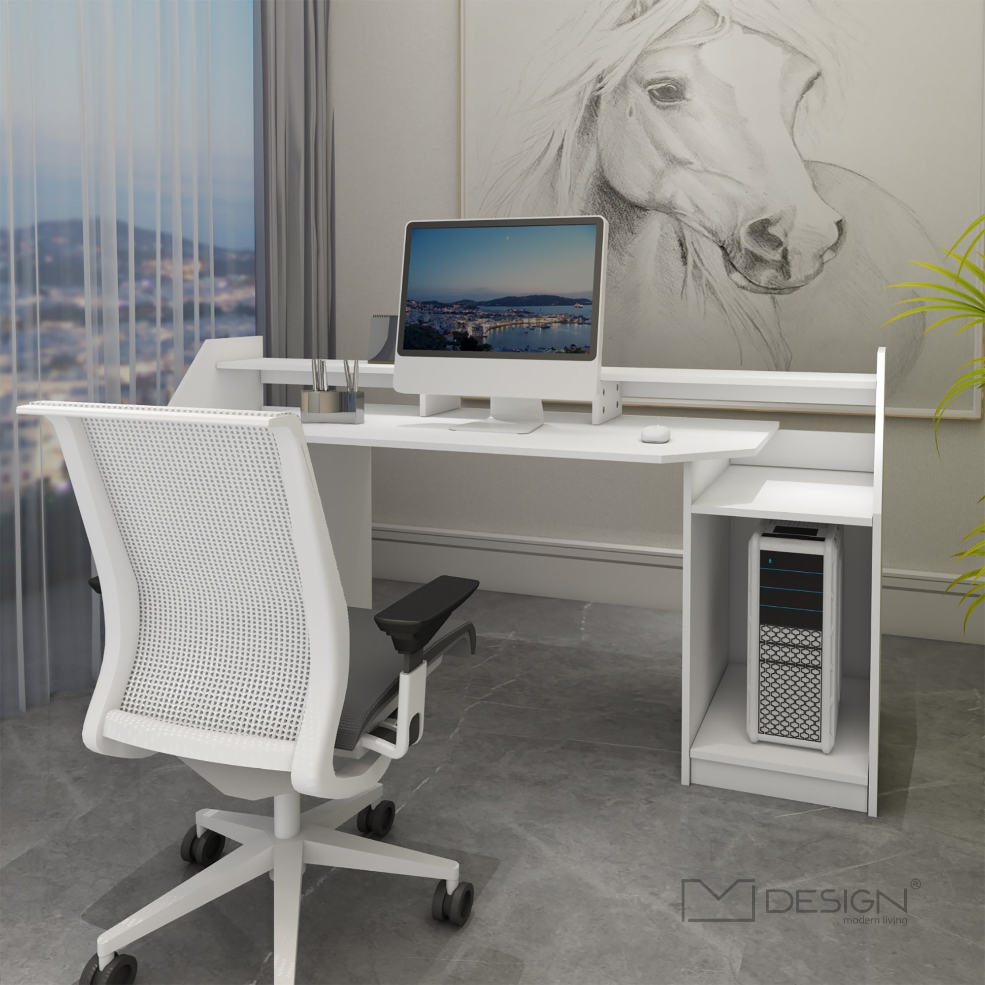 SCRIVANIA PER COMPUTER tavolo bianco ufficio mobile con cassetto ripiani  120 cm EUR 118,31 - PicClick IT