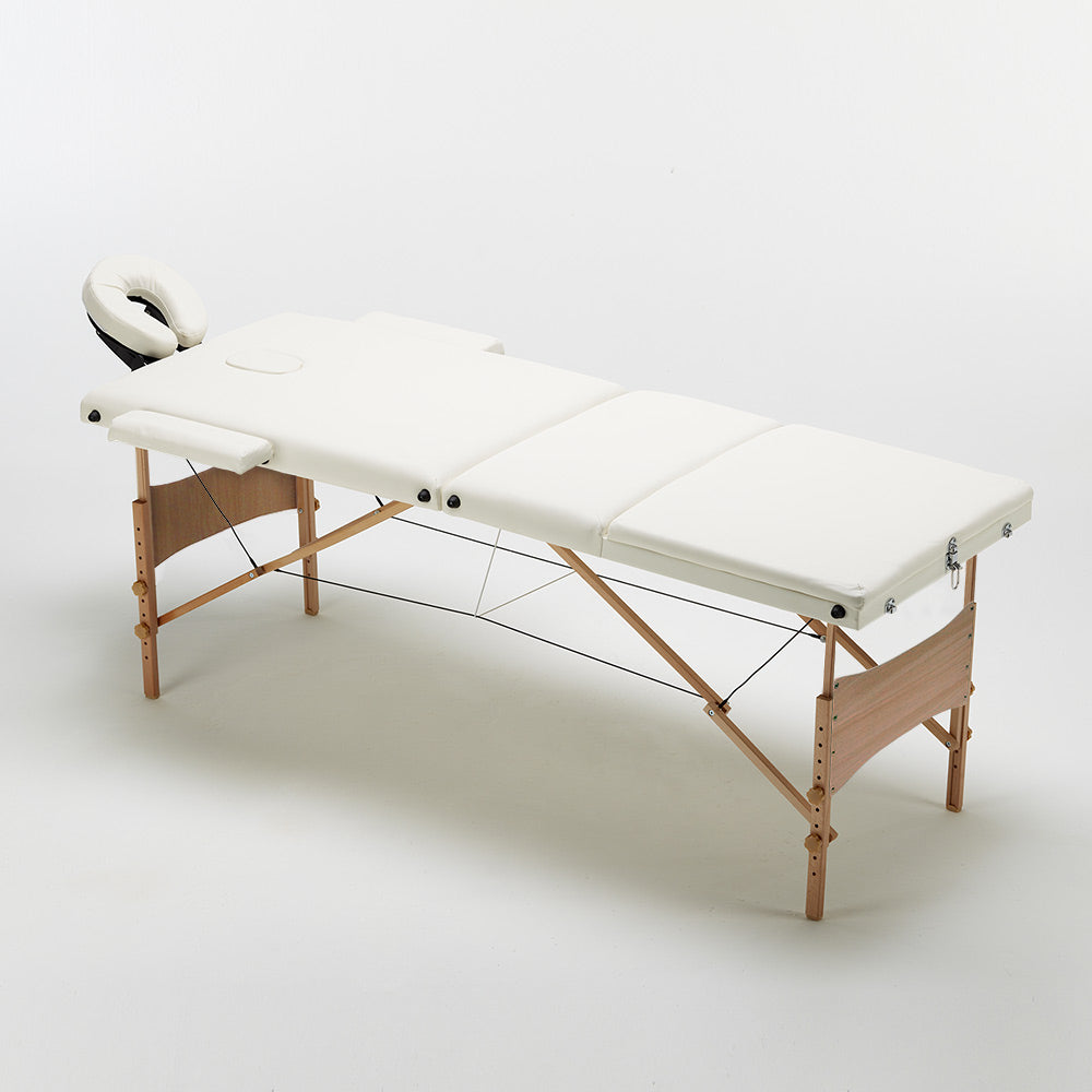 Lettino da massaggio in legno portatile pieghevole 3 zone 215cm