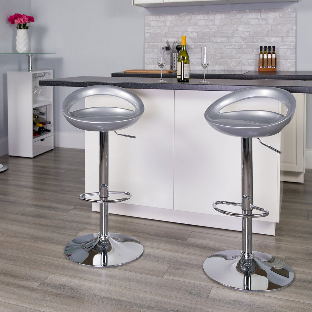 Sgabello cucina bar grigio in ecoepelle con struttura in acciaio cromato,  sgabelli grigi girevoli ufficio con
