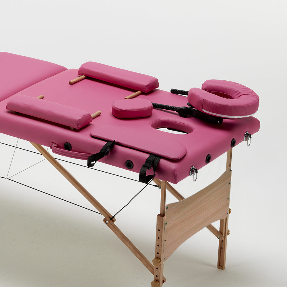 Lettino massaggio professionale 3 zone in legno, pieghevole e portatile x  estetiste