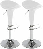 Set 2 Sgabelli Cucina Regolabile Acciaio Sgabello Girevole Bianco Casa Bar