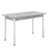 Tavolo da Pranzo/Cucina con Gambe in Acciaio 120x60cm Effetto Cemento/Bianco