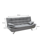 Divano letto a 3 posti Sofa divano letto in tessuto Grigio