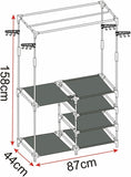 Stand Appendiabiti con Ganci e Scarpiera 4 Ripiani Scaffale Porta Abiti