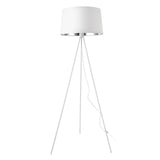 Lampada da Terra in Stile Treppiedi Paralume in Tessuto E27 60W Bianco