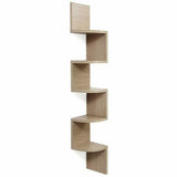 Libreria Scaffale Mensole Parete Angolare Moderna 5 Ripiani ad Angolo Beige