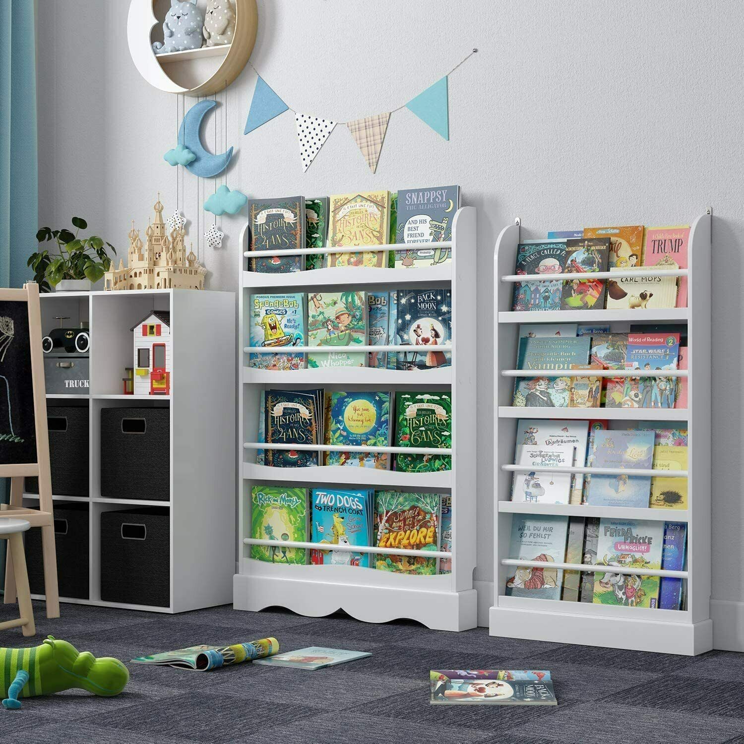 Libreria in legno per bambini con organizzatore di libri, Scaffale