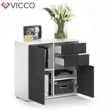 VICCO Comodino AVOLA Credenza Armadio multiuso Armadio Bianco