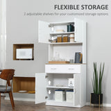 Mobile Cucina con Armadietti e Cassetto in Legno Bianco Alto 180cm