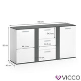 VICCO Credenza NOVELLI Credenza alta Cassettone Madie Scaffale 2 ante Scaffale