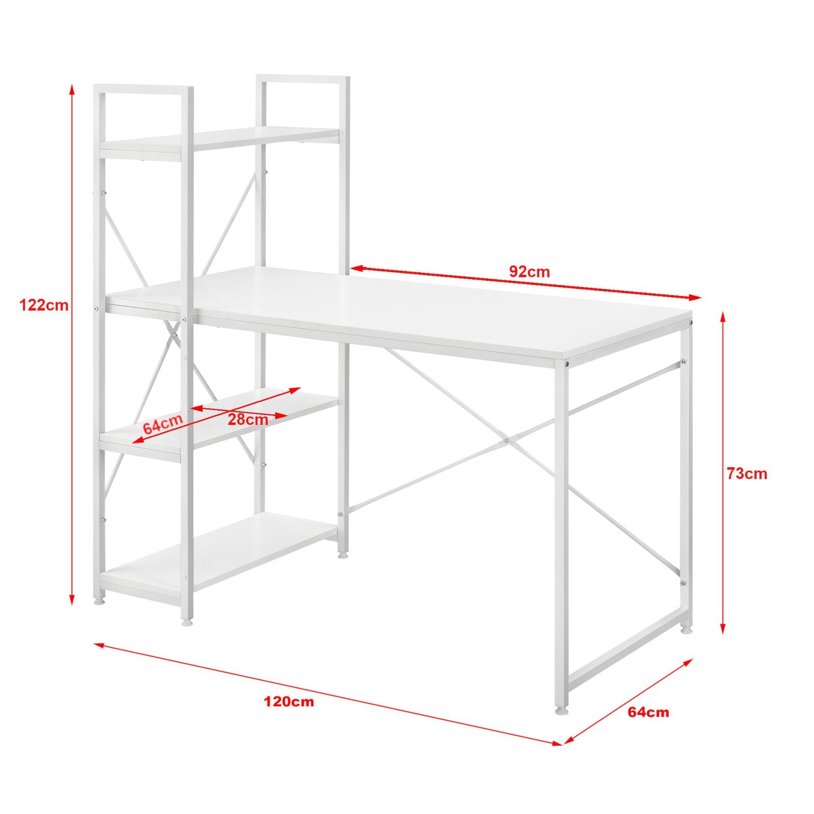 Scrivania con Mensola Tavolo da PC con Scaffale Nero 75 x 120 x 60 cm –  Vicco