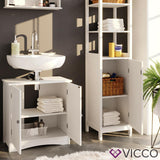 Vicco mobile per bagno Bianco Specchiera Credenza di base per lavabo Armadio per