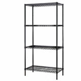 Scaffale 4 Ripiani Acciaio Inox Mobile Libreria Multiuso Cromo Nero