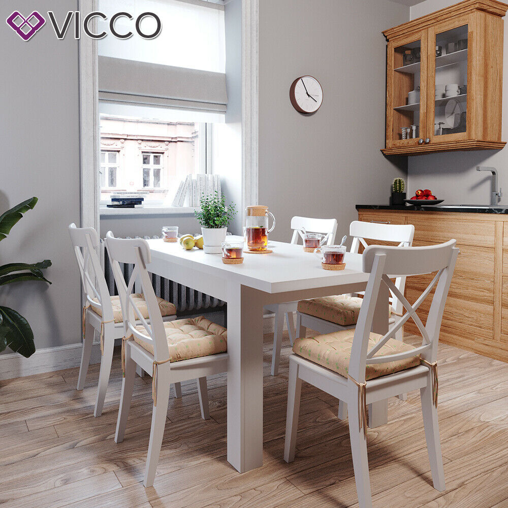 Tavolo da cucina estraibile 120-160x80cm bianco Tavolo Vicco