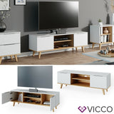 Credenza bassa TV Tavolo TV NEPTUNE Credenza bianco Scandinavo Rovere Vicco