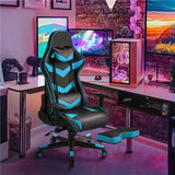 Sedia Gaming Poltrona Ufficio Ergonomica con Poggiapiedi Reclinabile 180° Nera
